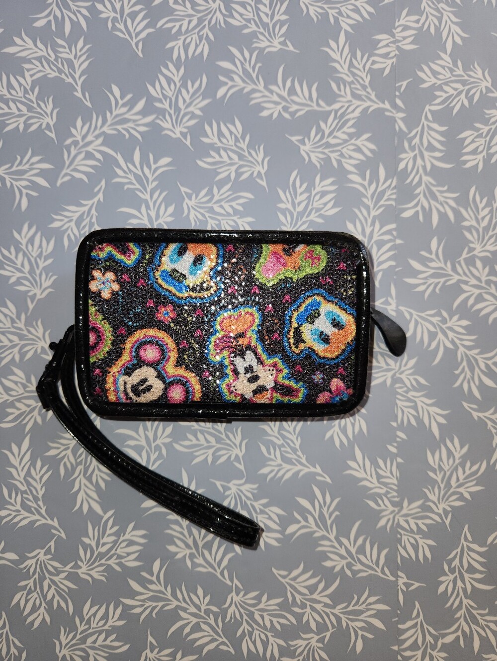 Disney Black Wristlet with Multicolor Character Faces